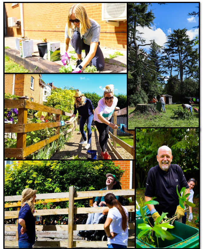 People smiling while gardening | Harpenden Mencap